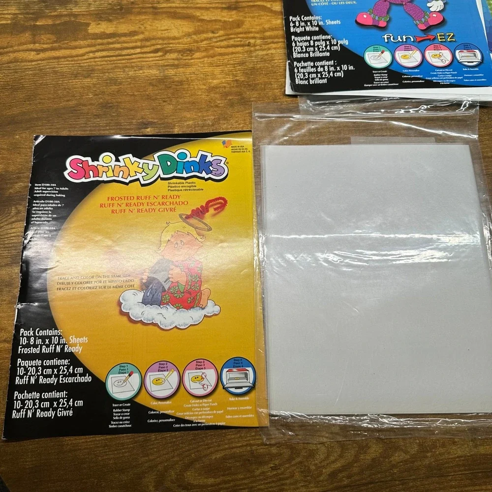Shrinky Dinks Variety Pack‎ Ink Jet Crystal Clear Bright White Frosted 5 Sets